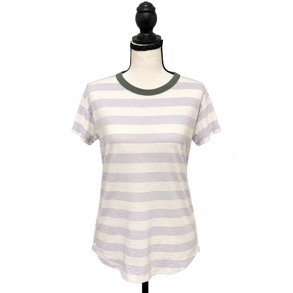 Madewell Whisper Cotton Rib-Crewneck Ringer Tee in Thurman Stripe XXS